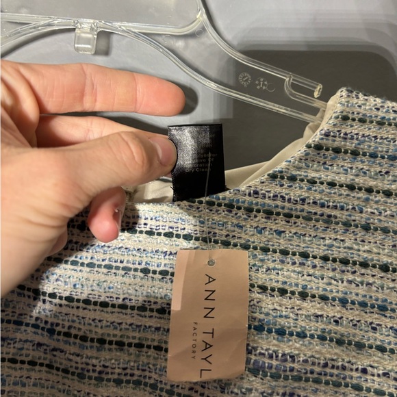 Ann Taylor Factory Striped Fringe Tweed Dress Womens Size 8P - Picture 3 of 5